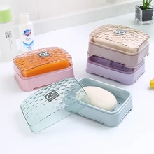 Прозрачная мыльница простая ванная комната с крышкой дренаж для мыла коробка Бытовая хранение кристаллов мыльная коробочка, мыльница Чехол держатель