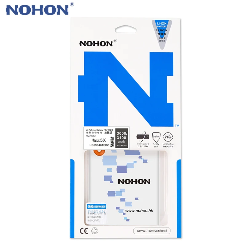 Аккумуляторная батарея NOHON HB396481EBC HB366481ECW HB386280ECW Maimang 4 5 6 для Huawei Honor 5X 6X 7X 7C 5C 9 P9 P10|nohon