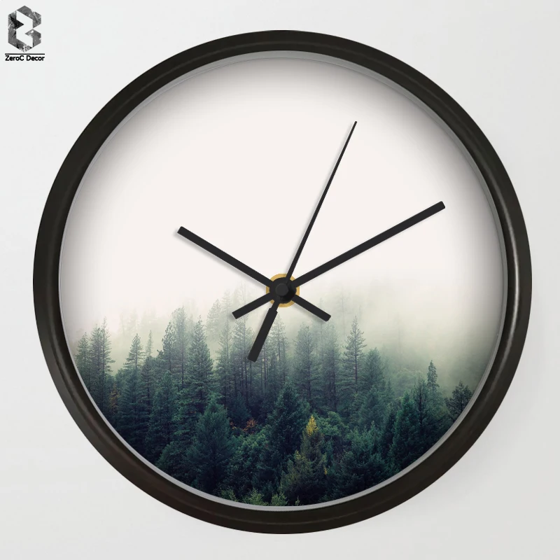 

Modern Art Wall Clocks Fog Forest For Bedroom Wall Decor, Desk Decorative Mute Quartz Clock Nordic Home Decoration