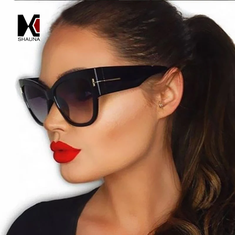 

SHAUNA Vintage Wood Grain Frame Women Cat Eye Sunglasses Brand Designer Oversize Fashion Men Clear Lens Shades UV400