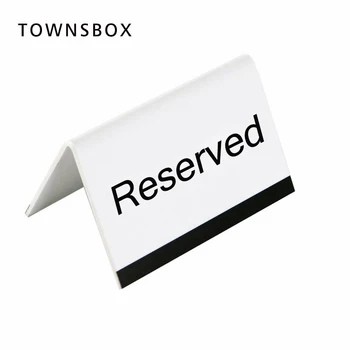 

10x6cm White Acrylic Black UV Printing Letter Desk Sign Stand Hotel Resturant Table Reservation Signage Board Desk Sign Plate