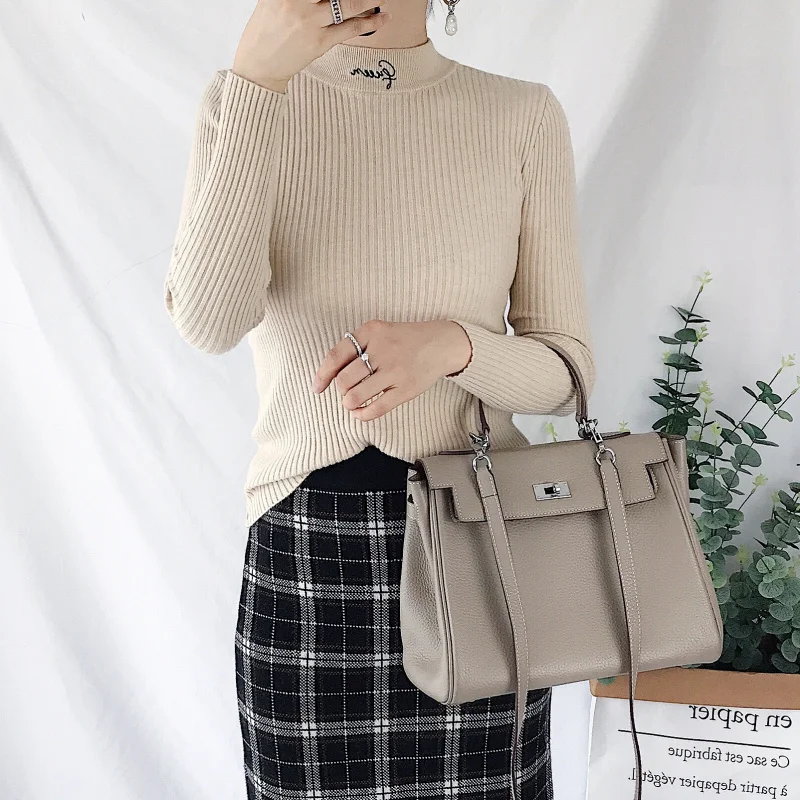 Hot 2019 Women Sweater Embroidered Letters 9 Colors Sweater Pullovers Spring Autumn Long Sleeve Knitted Tops D273