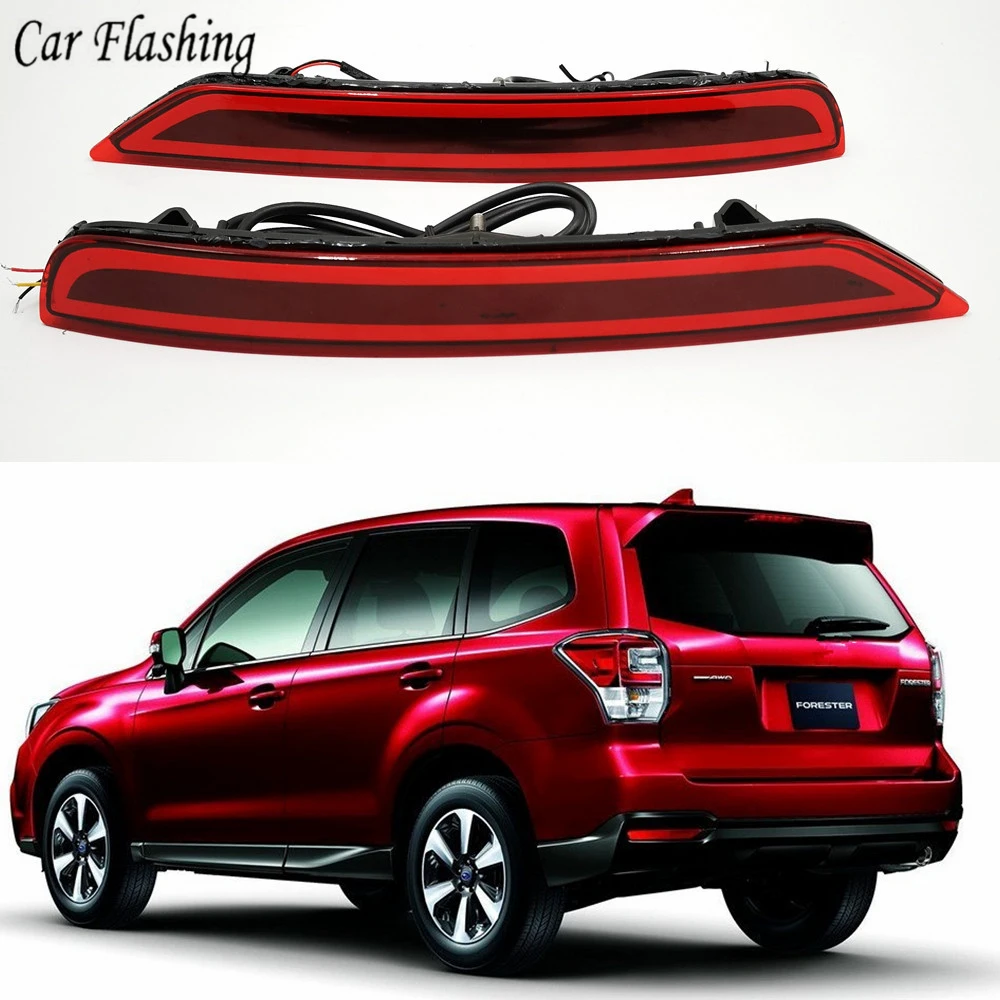 

Car flashing 2PCS For Subaru Forester 2008-2018 LED Rear Bumper Reflector Light Red Car Driving Brake Fog Trim Molding Tail Lamp