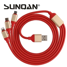 3 in 1 USB Cable Type-C Android Micro USB Charger Adapter For iPhone 6 6S 7 Plus 5 5S SE For Samsung Huawei Xiaomi Cable