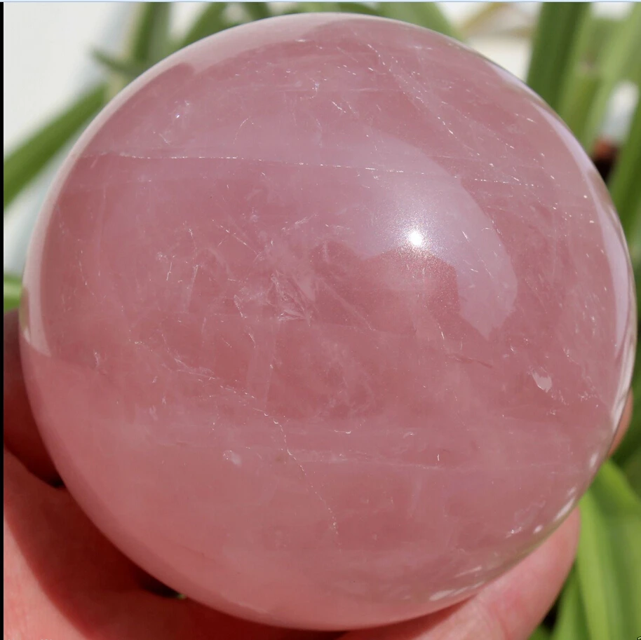 

Skull Carving rainbows Natural Pink Rose Quartz Magic Crystal Healing Ball Sphere 110MM Geode Sphere Ball from Brazil + STAND