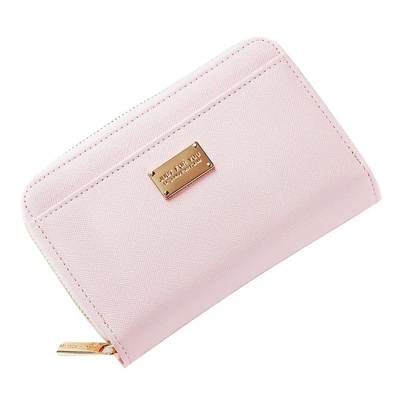 Брендовый маленький женский кожаный кошелек большой емкости, кредитный держатель для карт, Дамский клатч, кошельки Carteira, Женский кошелек для сотового телефона - Цвет: Pink