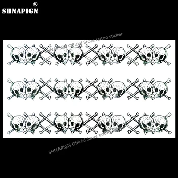

SHNAPIGN Collest Skull Chain Temporary Tattoo Body Art Flash Tattoo Stickers 17*10cm Waterproof Fake Tatoo Car Styling Sticker