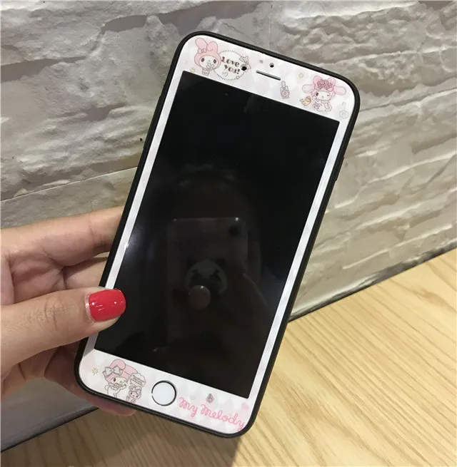 Rlenda Блестящий мультфильм My Melody Little Две звезды закаленное стекло для iphone 7 6 6s 8 plus защита экрана 3D полное покрытие стекло - Цвет: 80