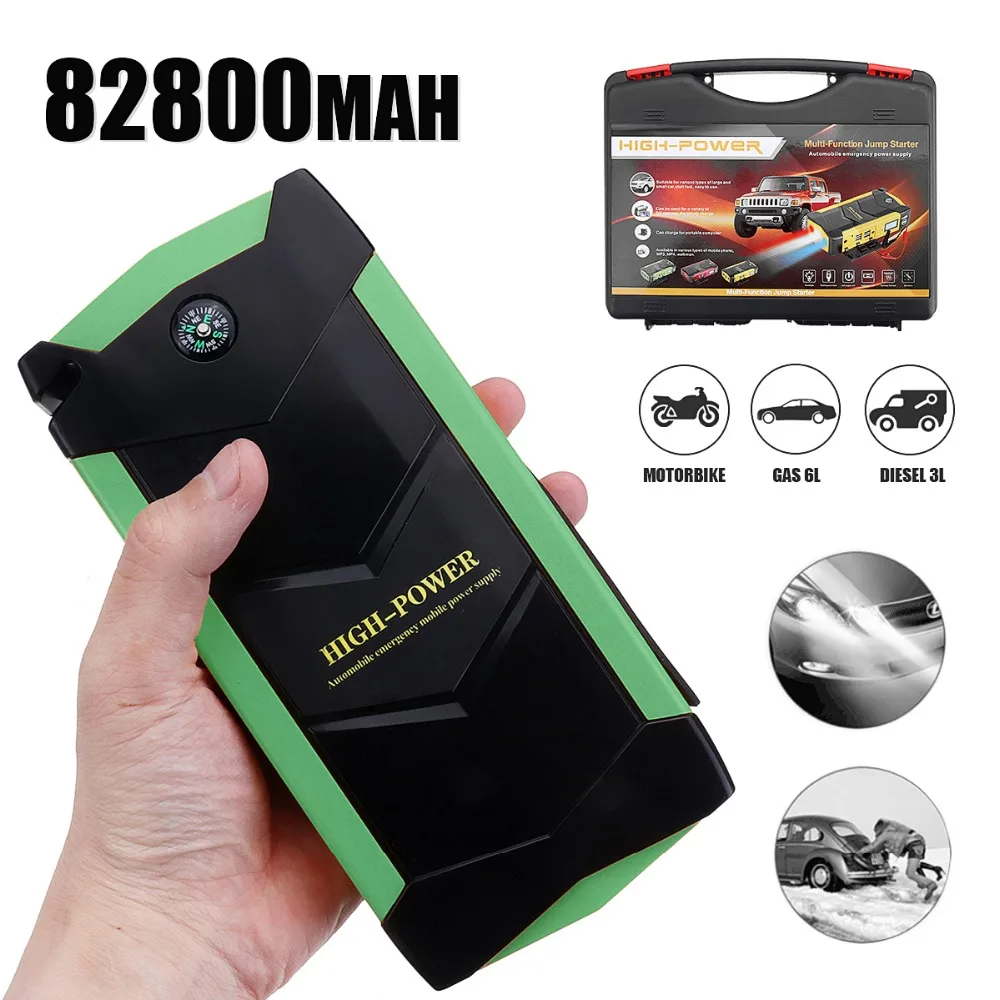 

82800mAh Car Battery Jump Starter 12V 4 USB Portable Charger Booster LED Emergency Multifunction Power Bank Kit for Auto Car