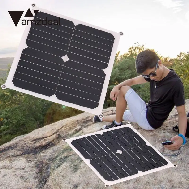 

amzdeal 13W 6V Flexible Slim Solar Panel Power Battery Charger Portable Outdoor Camping Powerbank Travelling Power Supply DIY