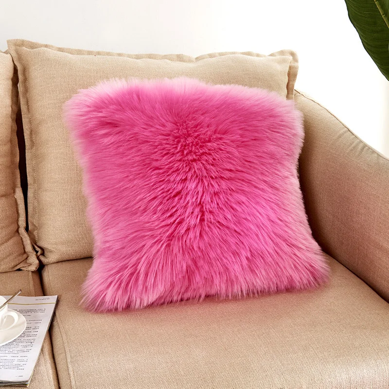 Home, Furniture & DIY Cushions Single FAUX FUR Pillow Case Cover Plush Fluffy