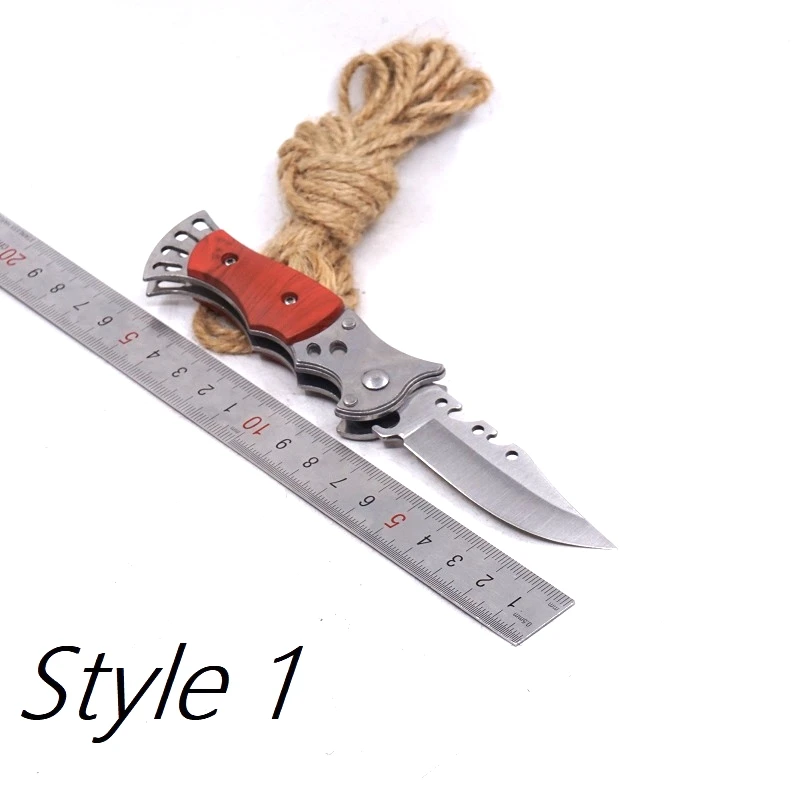 Складной карманный нож, тактический нож для выживания, боевые ножи для кемпинга, охоты, многофункциональные инструменты для повседневного использования, мультиинструмент с деревянной ручкой - Цвет: Style 1