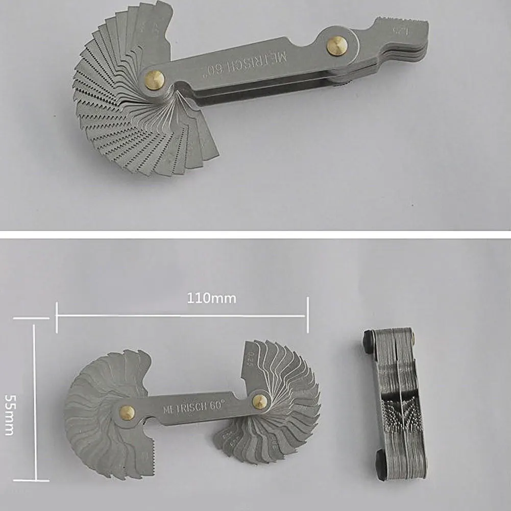 52 Blade stainless steel Screw Thread Measuring Gauge Metric Pitch Cutting Tool 60 Degree W/55 Degree Inch System Measuring Tool 3