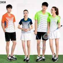 ZMSM Новые мужские и женские теннисные майки для бадминтона и настольного тенниса набор с коротким рукавом теннисная футболка шорты и юбки спортивная одежда NM5069