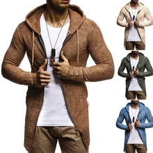 Men's Hooded Sweater Jacket Slim Fit Cardigan Long Sleeve Winter Casual Knit Hooded Jacket Hip Hop Streetwear Man's Sweaters