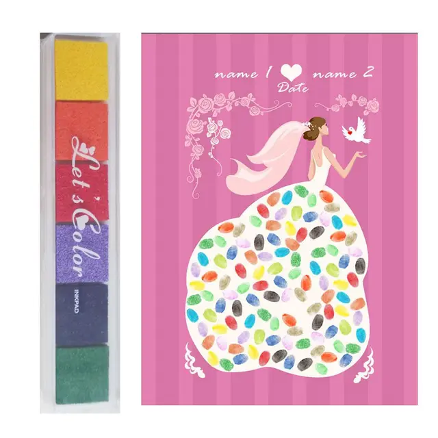 Beautiful Wedding Tree With One Inkpad Fingerprint Signature Guest Beautiful Wedding Tree With One Inkpad Fingerprint Signature Guest Book Diy Party Canvas Painting 30x40cm
