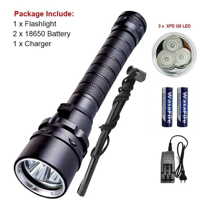 

3000LM Purple Lanterna Camping Tent Light 18650 Flash Light UV XPE Led Diving Flashlight Underwater 100m Scuba Dive Torch Light