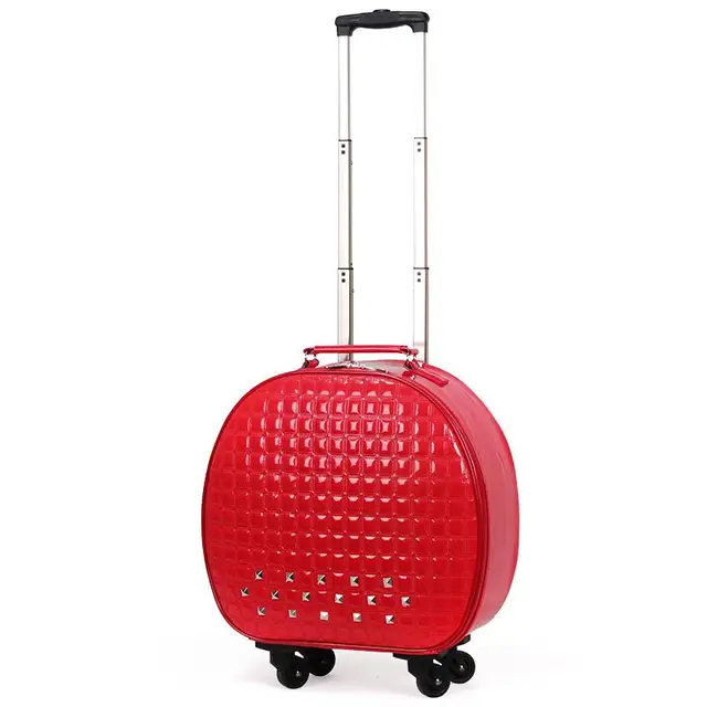 Buy Women Red Leather Carry on Small Suitcase Spinner