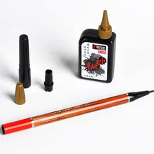 Китайская каллиграфия, перезаправляемый с кисточкой, маленькая обычная ручка с черными чернилами