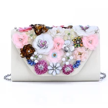 Женские вечерние сумочки с цветком и разноцветными блестками, Роскошные вечерние женские сумочки на цепочке, сумка через плечо, Дамский дневной клатч, сумочка