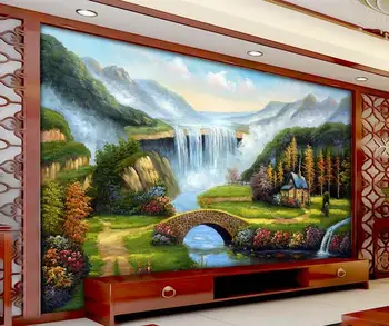 

3d wallpaper custom mural non-woven Wall stickers waterfall water bridge landscape paintings photo 3d wall mural wallpaper