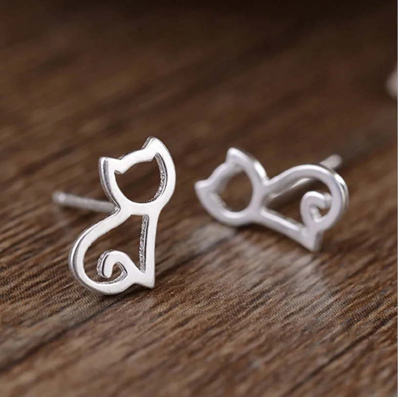 Buy 925 Sterling Silver Cute Cat Earrings For Women