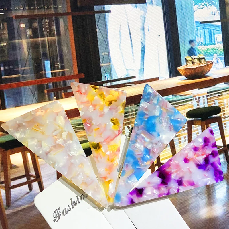 

new triangle hair clip acetate plate marble hairpin female headdress women's hairgrips