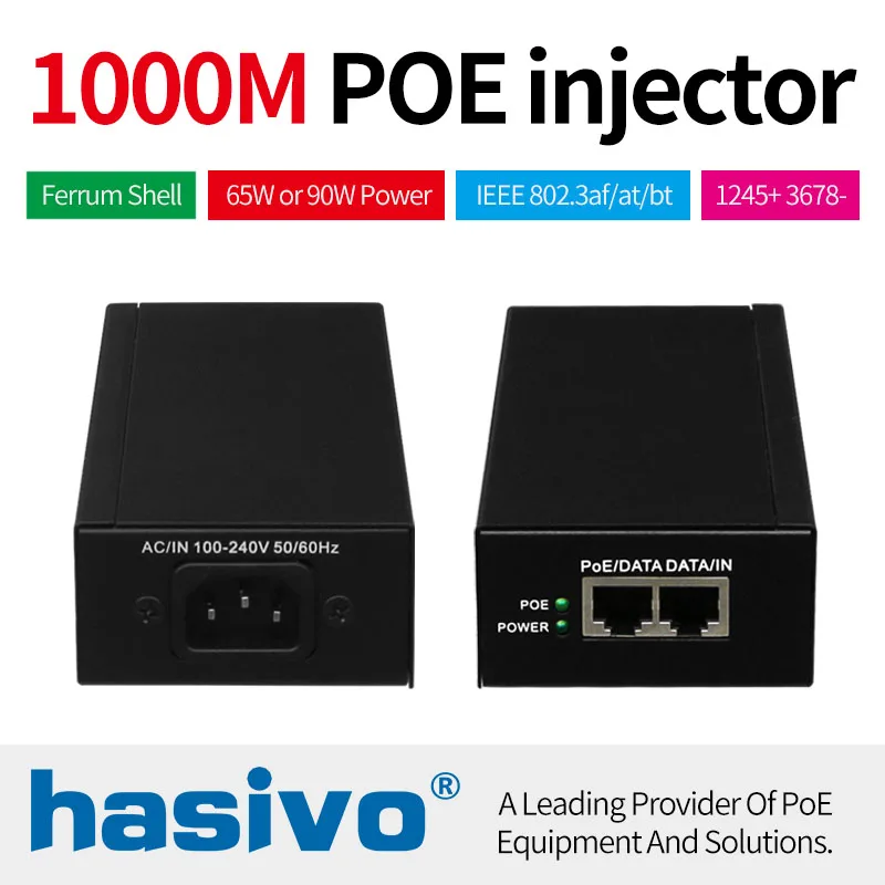 

90W 65W POE adapter Gigabit POE Injector Ethernet power for POE IP Camera Phone Wireless AP PoE Power Supply