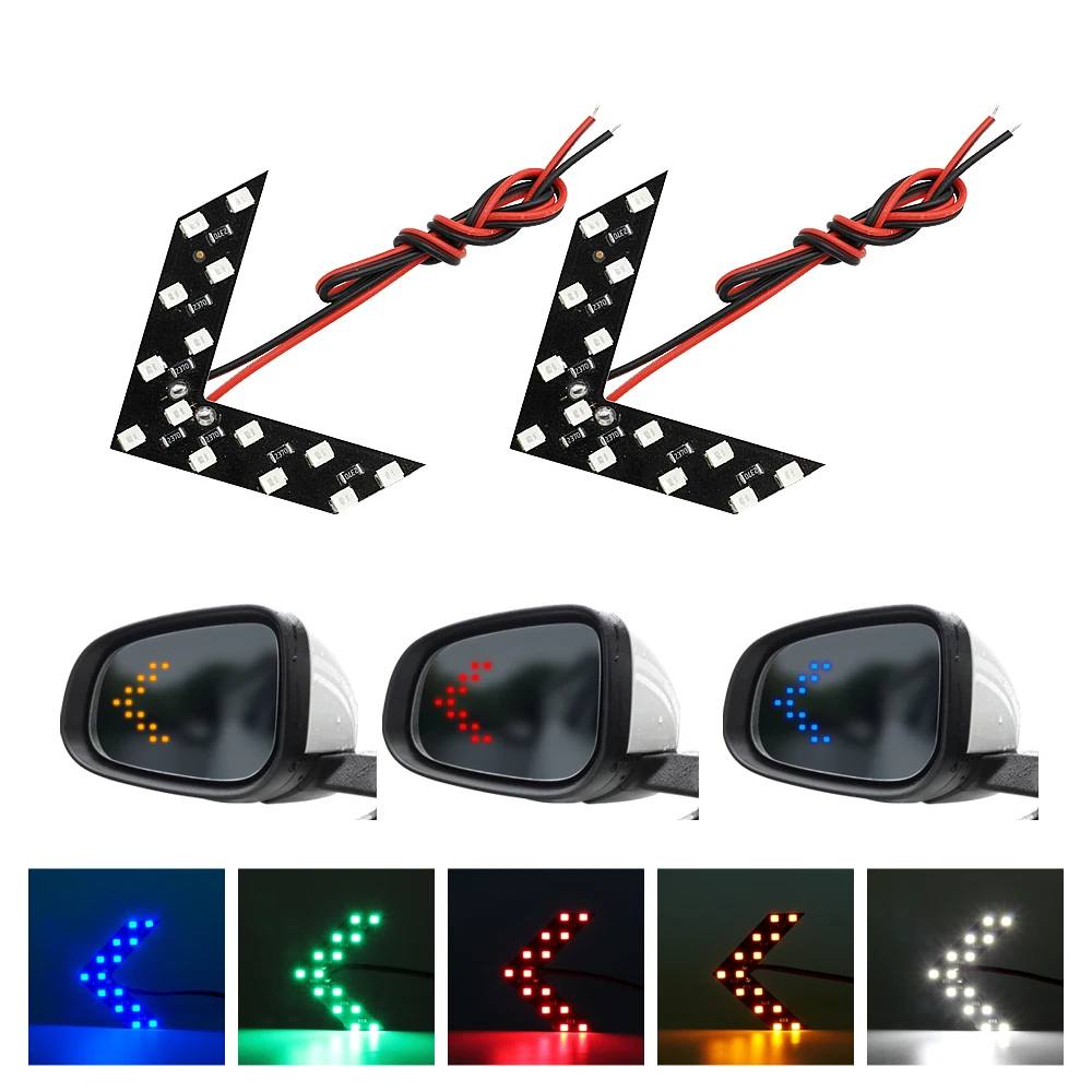 

2pcs 14 LEDs Car Rear View Mirror Turn Signal Indicator Lights 12V Waterproof Arrow Panel Turning Light Auto Signal Lamp