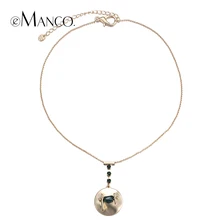 Emanco moda minimalista redonda choker collares y colgantes para las mujeres de diamantes de imitación de piedra y joyería de la aleación de zinc chapado en oro 2016