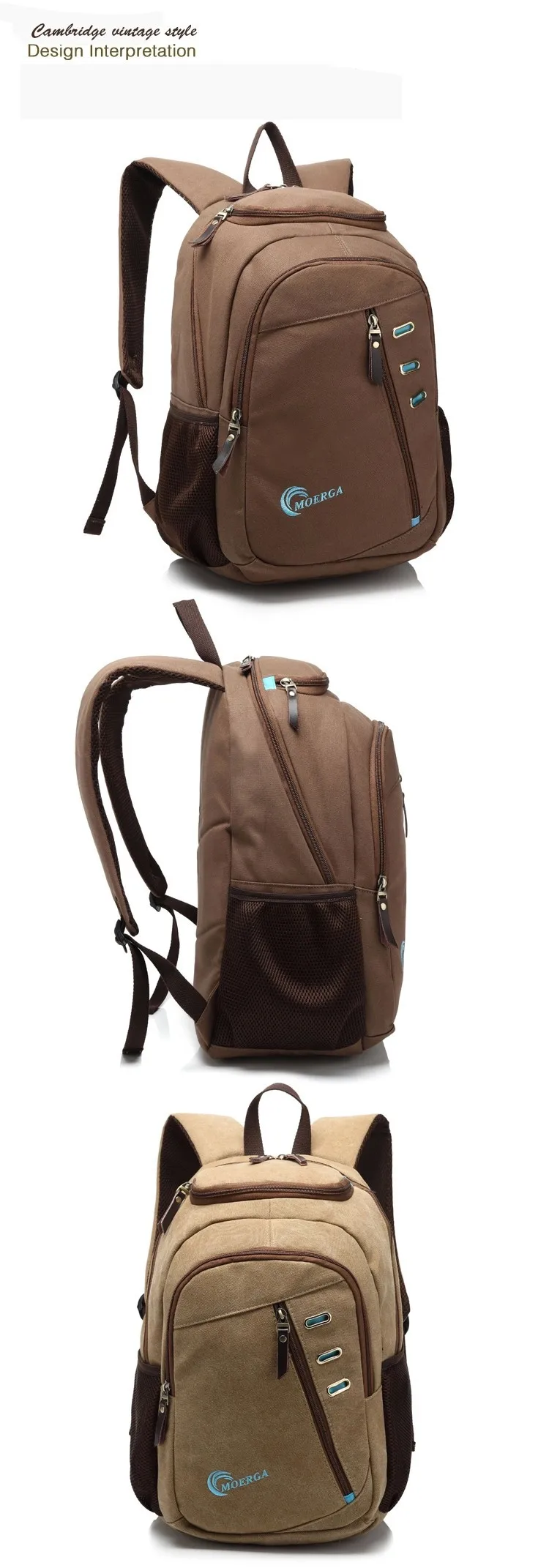 Винтажный стиль, несколько карманов на молнии, повседневные холщовые мужские рюкзаки для 1" ноутбука, сумка mochilas