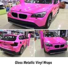 5ft X 65ft/Roll Não degomagem Metálico Brilhante rosa envoltório de Vinil Envoltório Carro Styling Gloss Pérola Vinil metálico com as bolhas de ar