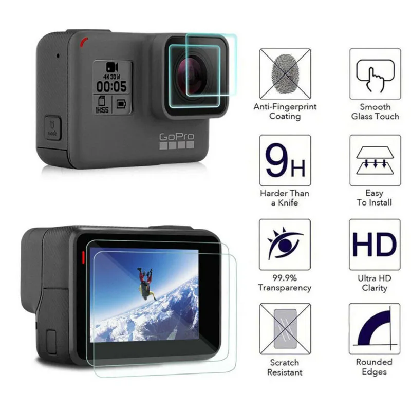 

Tempered Glass Protector Cover Case For GoPro Go pro Hero5 Hero6 Hero7 Hero 5/6/7 Black Camera Lens LCD Screen Protection Film