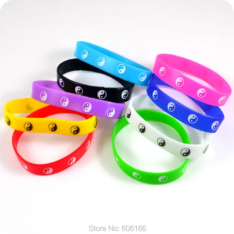 

50x Tai Chi Yin Yang silicone bracelet bangle wristband fashion jewelry Part Gift