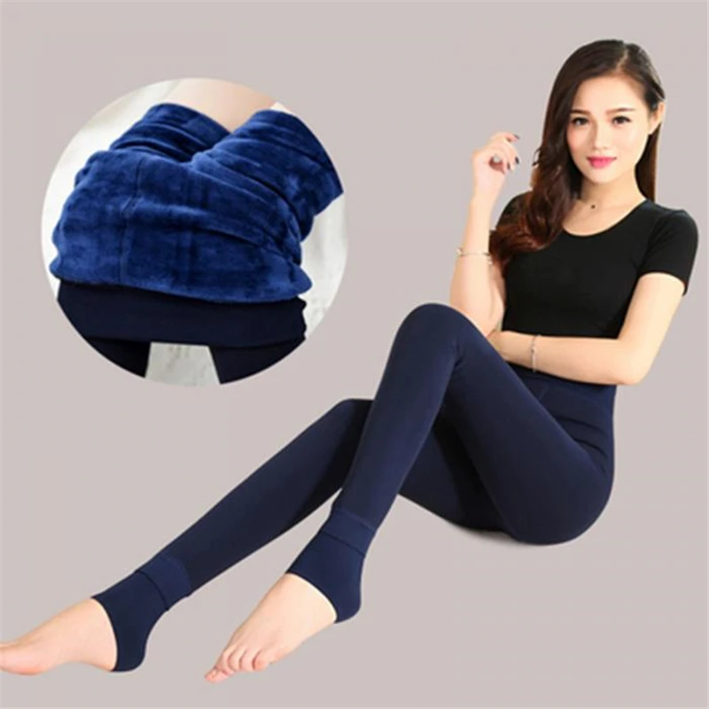 

Women High Elastic Thick Leggings Autumn Winter Warm Velvet Pants IK88