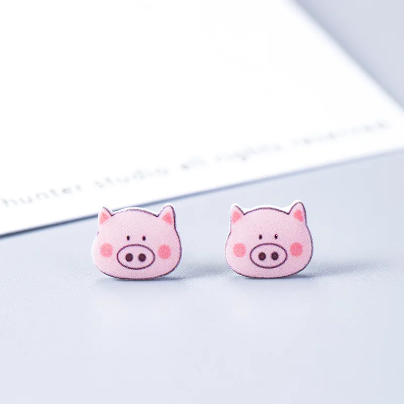 pink pig earrings woman S925 silver jewelry fashion silver stud earrings for women gift High quality cartoon earrings animal