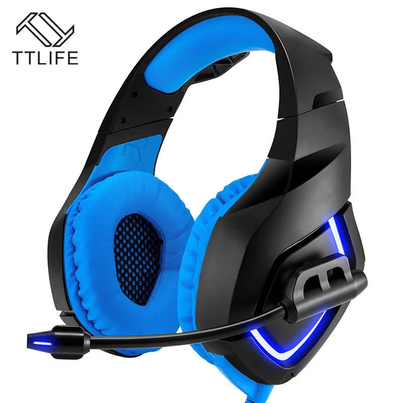 TTLIFE Wired Headphones AUX 3.5mm APT X Gaming Headset Super Bass LED