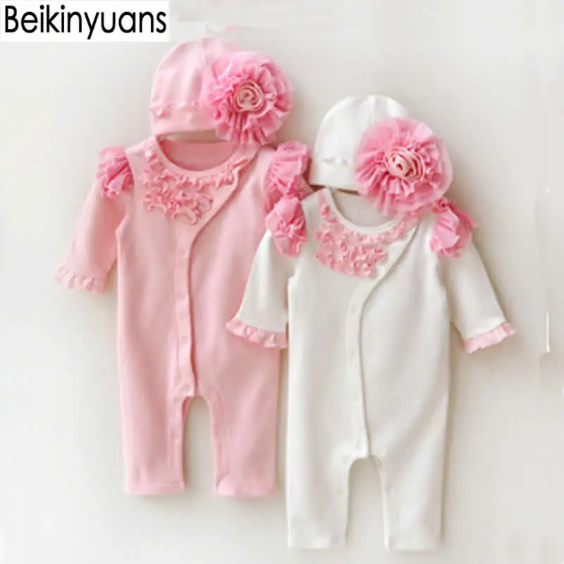 

New Born Baby Gils Rompers Children's Clothing 2017 Baby Jerseys Baby Newborn Conjoined Spring Autumn Cotton Princess Clothes