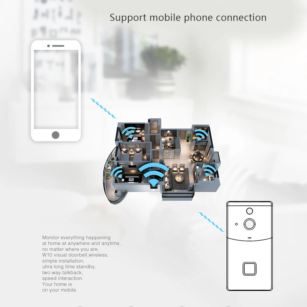 

Smart Home Video Doorbell WiFi HD 720P Anti-theft Security Camera Night Vision Wireless Doorbell TU-shop