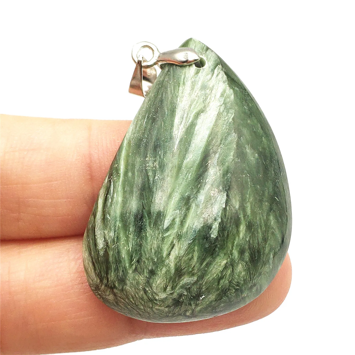 

Genuine Natural Green Seraphinite Pendant 37x26x9mm Women Men Crystal Lucky Reiki Stone Gift Necklace Pendant AAAAA