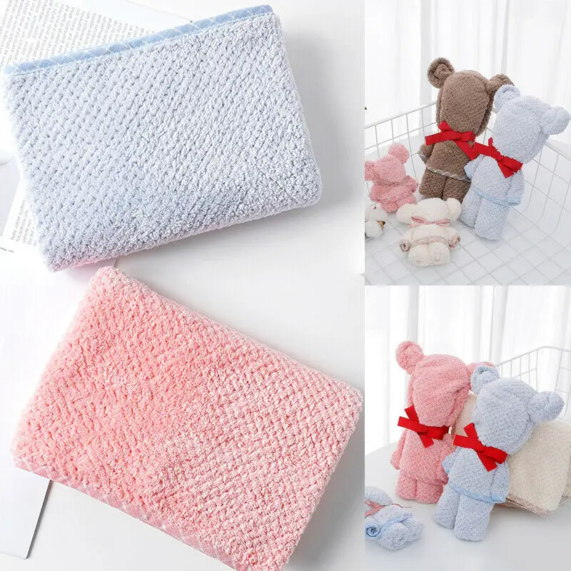 

Microfiber Hand Towel Coral Velvet Super Absorbent Bowknot Hanging Wipe Cloth Bear shape coral velvet absorbent towel