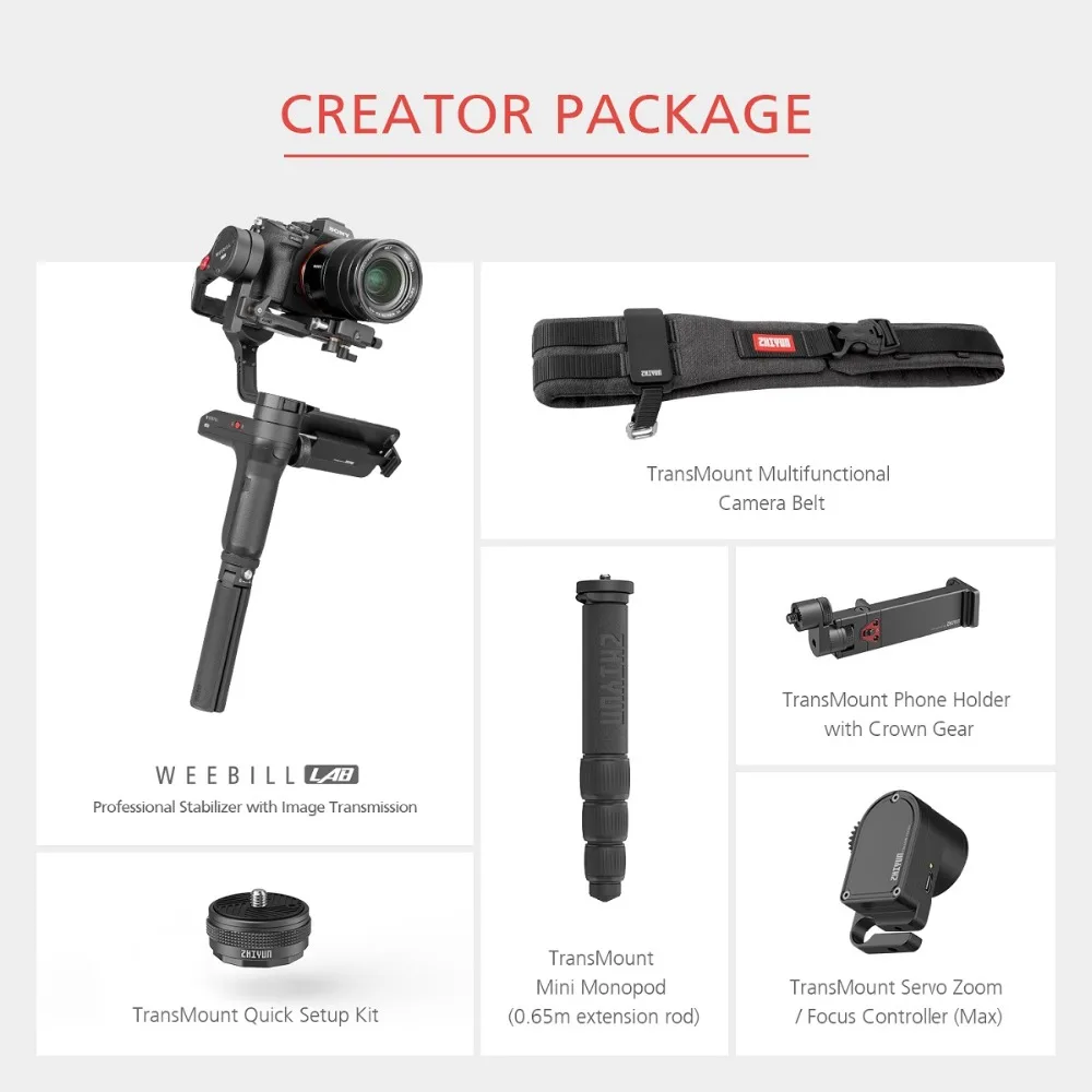 ZHIYUN Official WEEBILL LAB 3-Axis Image Transmission Stabilizer for Mirrorless Camera Sensor Control Handheld Gimbal in Stock