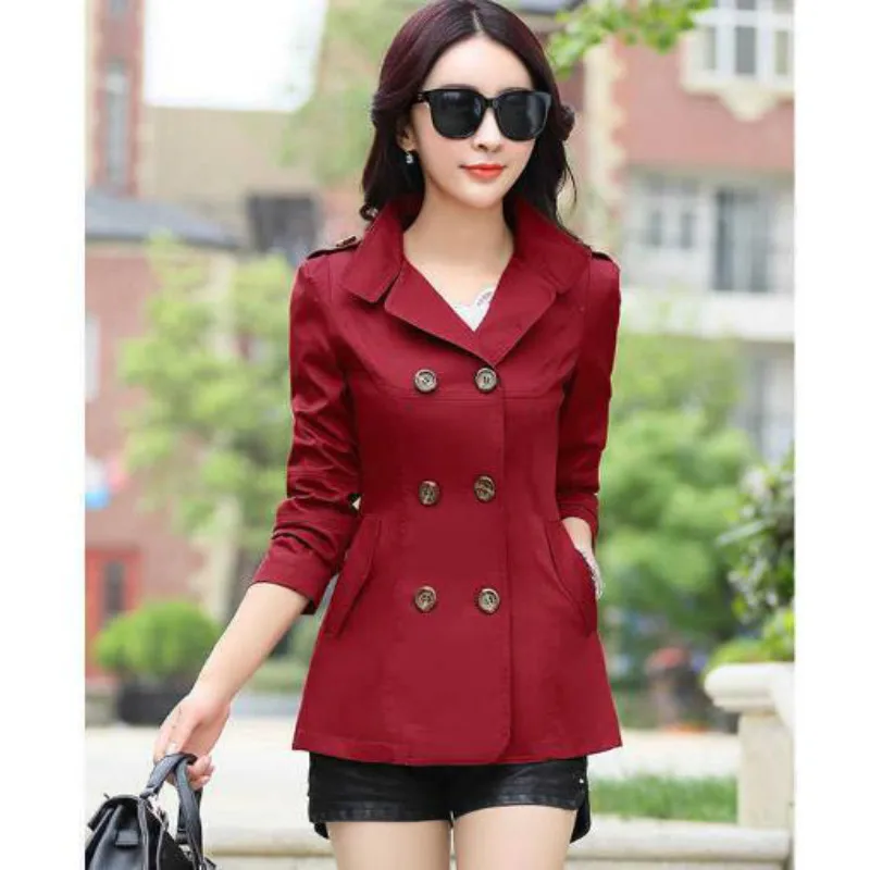 Женское пальто, зимняя одежда, Короткое шерстяное пальто, модное двубортное пальто, куртка, элегантное пальто - Цвет: wine red