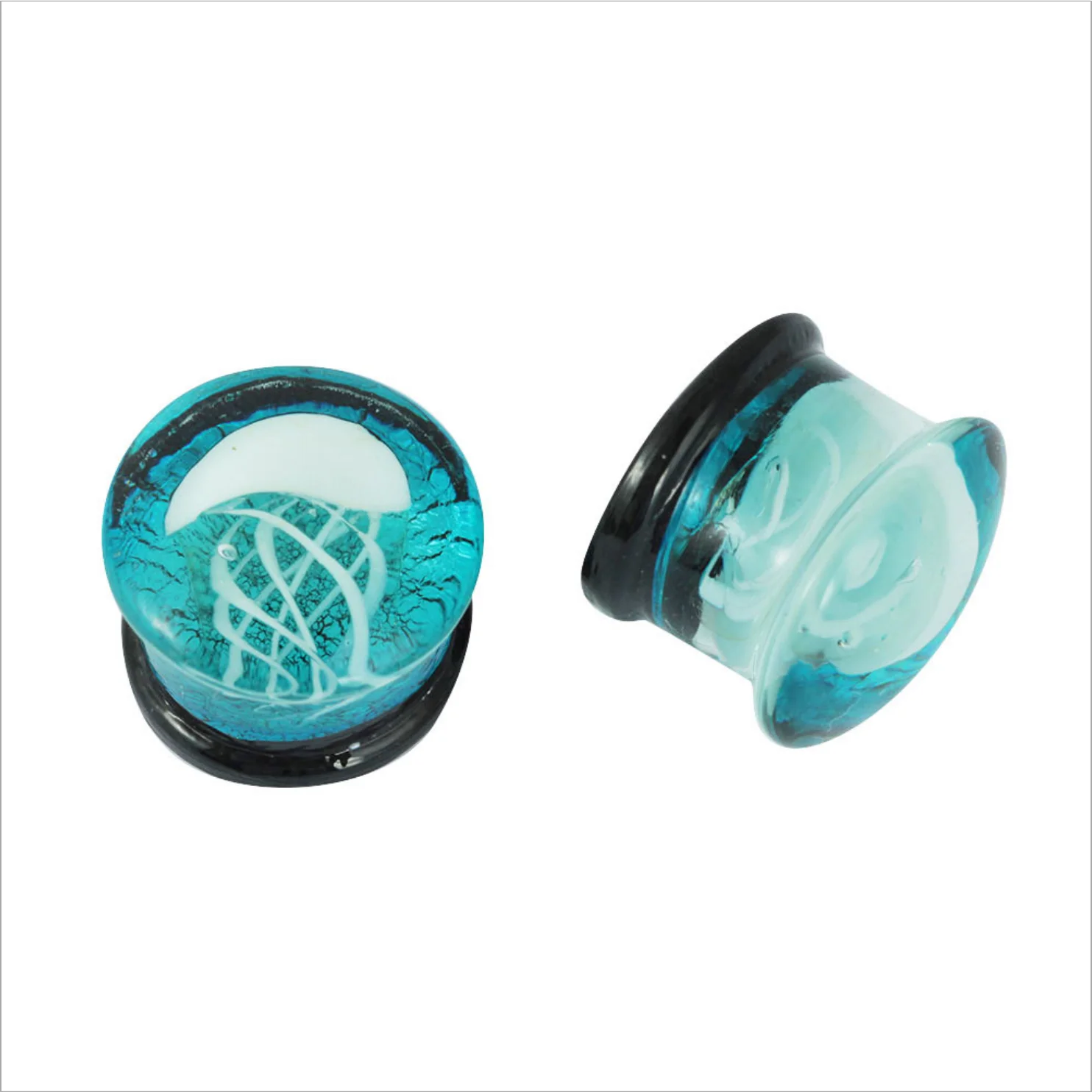 Jellyfish Filled Clear Glass Tunnels Ear Expansion Stretcher Plugs
