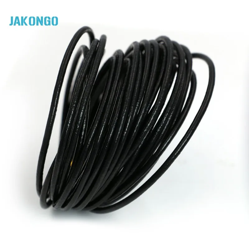 Веревочные шнуры из натуральной кожи JAKONGO черного цвета подходят для