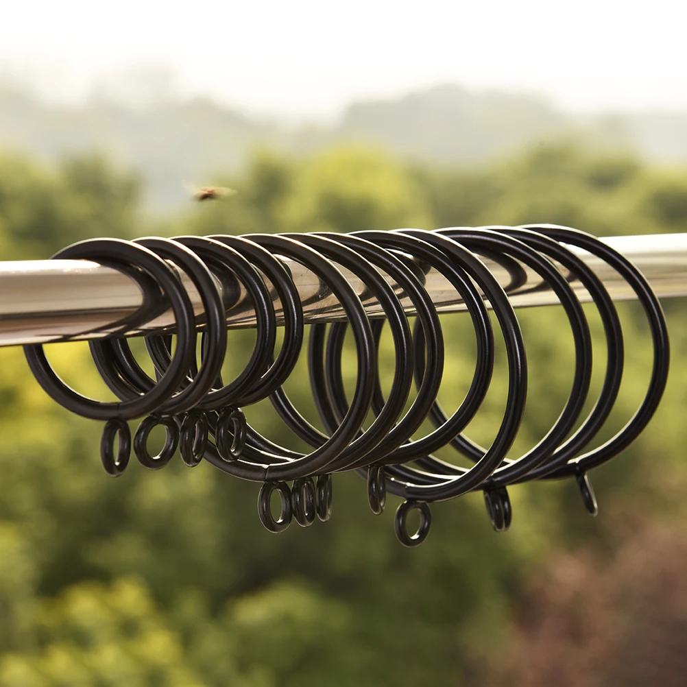 

10pcs Curtains And Rods 5 Sizes New And High Quality Black Metal Curtain Rings Hanging Rings Essential Home Products