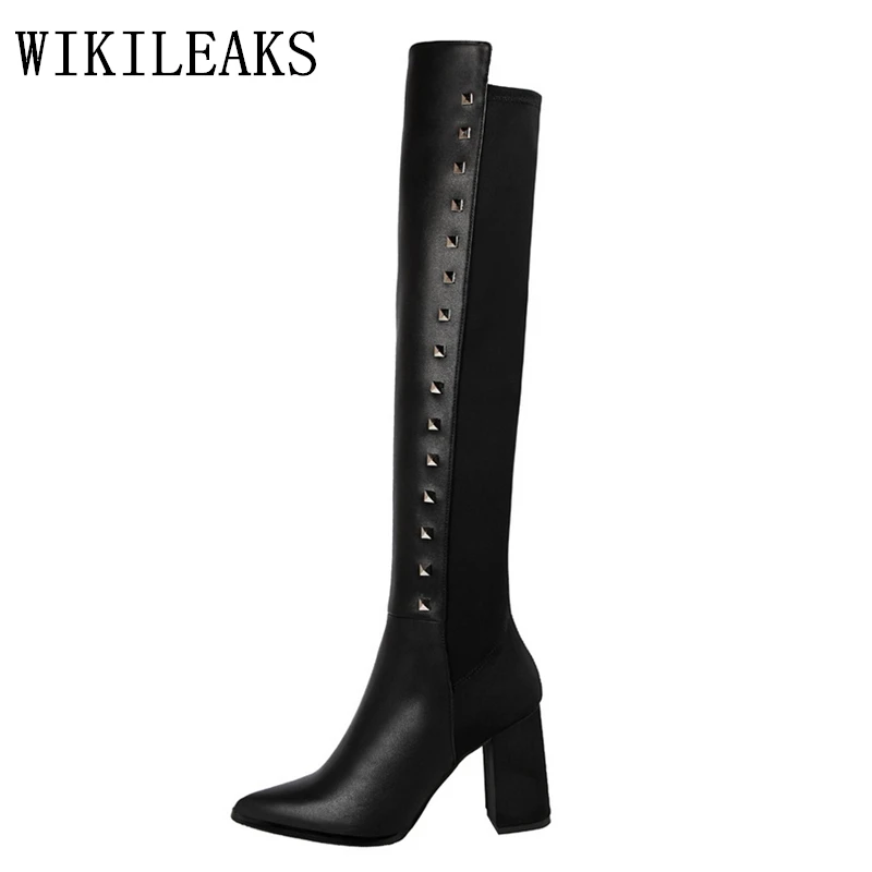 riding boots designer luxury brand rivets bigtree shoes woman thigh high leather boots women over the knee boots sexy high heels