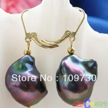 Ry00144 19 мм павлин барокко черными КЕШИ REBORN ЖЕМЧУЖИНА мотаться серьги