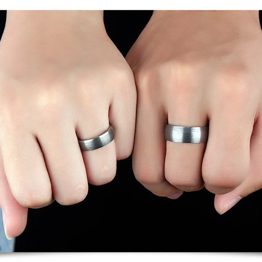 simple Couple Rings Tungsten Steel Wedding Engagement Ring Rose Gold or Black Color Men Women Jewelry Never Fade