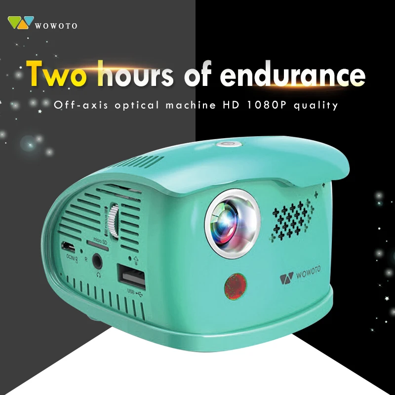 WOWOTO Mini Blue Projector Manual Focus 854*480 Resolution Wi-Fi Bluetooth LED Portable HD Projector For Home Entertainment Q1